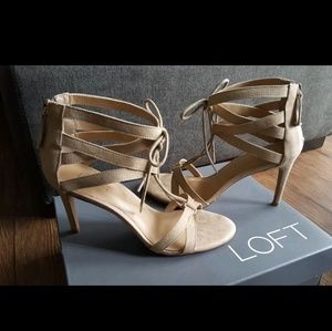 LOFT Lace Up Strappy Nude Sandals/Heels, Size 6